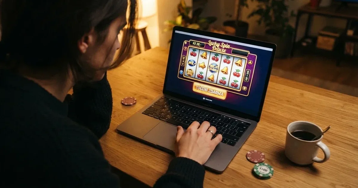 České online casino na monitoru notebooku s nabídkou free spinů bez vkladu