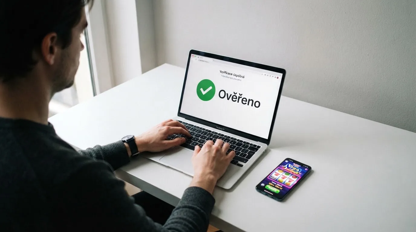 Úřední dokument s razítkem Ministerstva financí ČR vedle displeje s online automatem