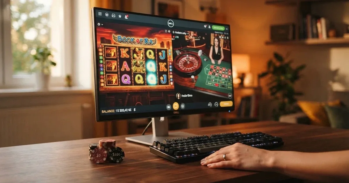 Herní rozhraní online casina s českou licencí, automaty a live dealer na monitoru