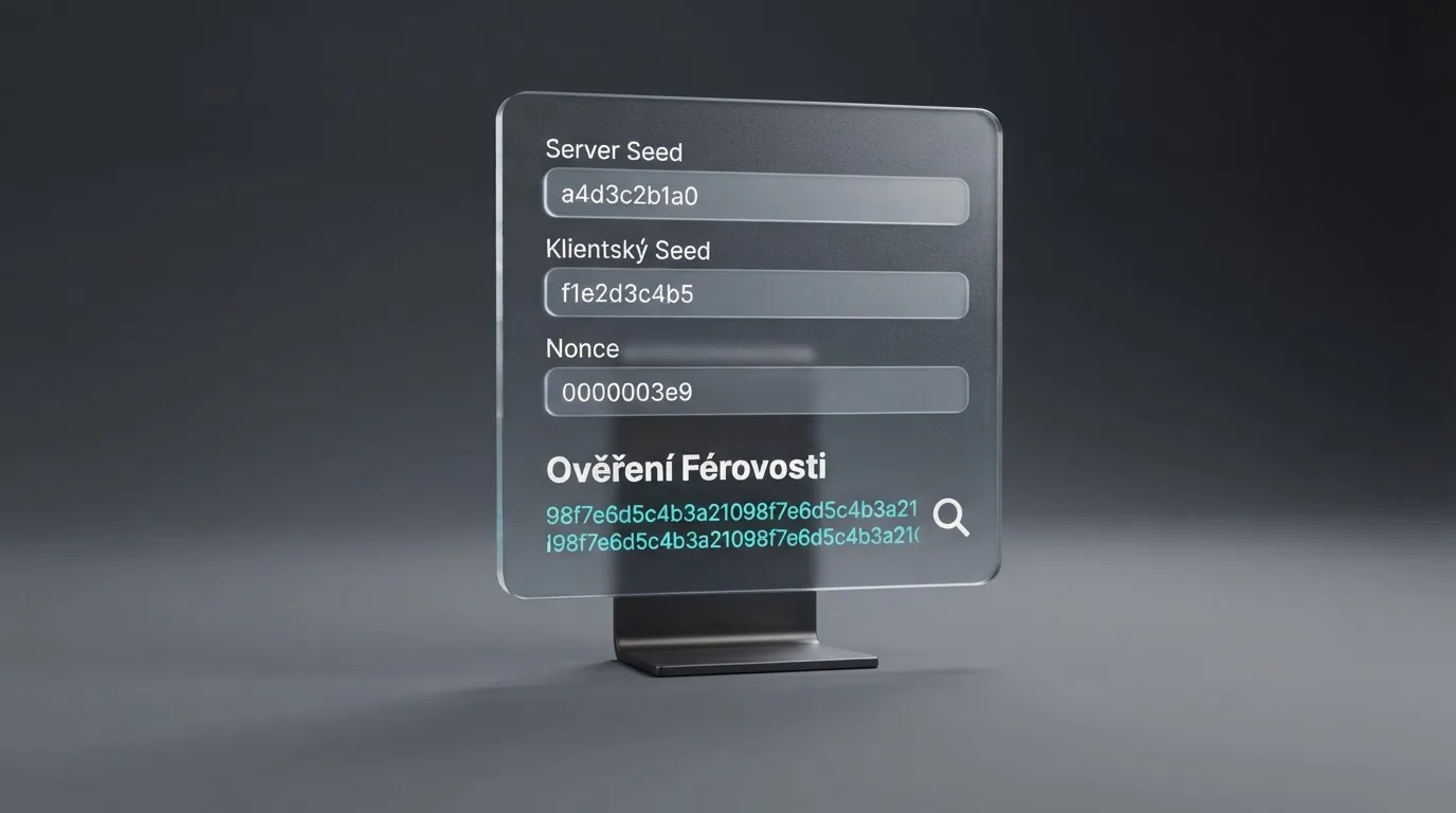 Rozhraní provably fair ověřovacího nástroje — obrazovka s polem pro server seed, client seed a nonce, vedle hash