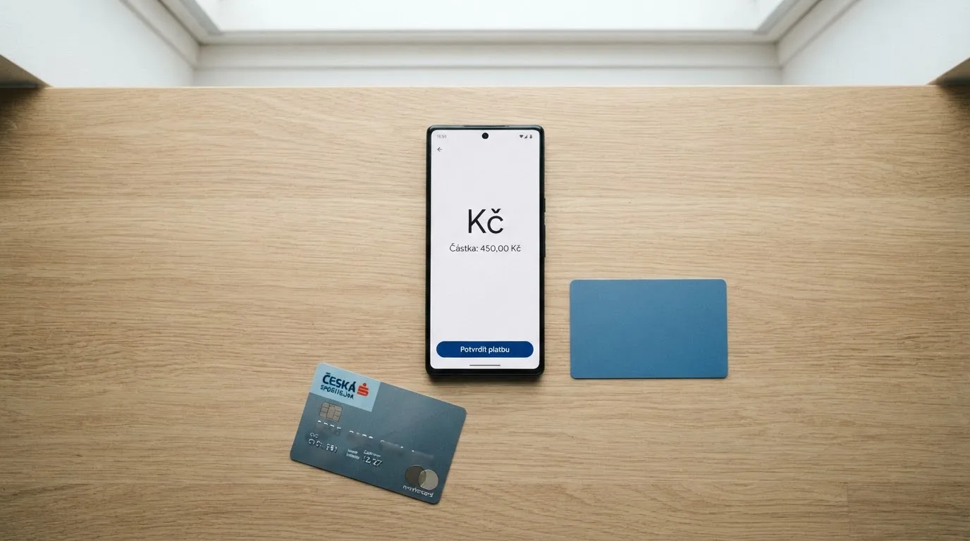 Koláž platebních metod — Paysafecard voucher, mobil s aplikací bankovnictví, platební karta, kryptoměnová peněženka na displeji — vedle ikony ověření identity s otazníkem